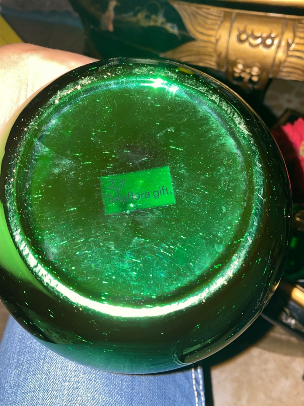Holiday 'Merry Christmas' Red and Green Glass Ornament - Picture 2 of 7